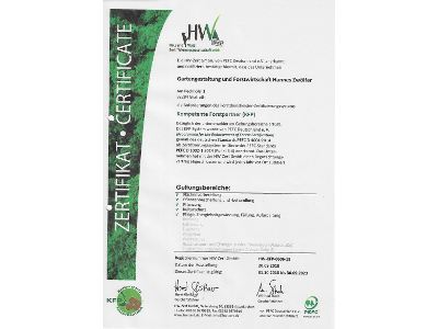 Zertifizierung durch Hannes Zwölfer – Forstwirtschaft – Gartenbau – Erneuerbare Energie